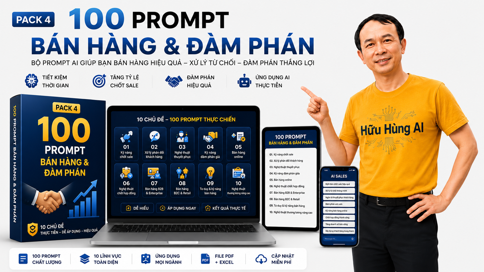 Hình minh họa PACK 4: 100 PROMPT BÁN HÀNG & ĐÀM PHÁN