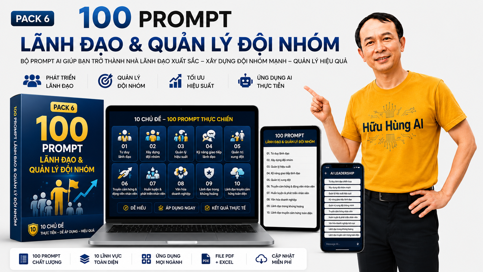 Hình minh họa PACK 6: 100 PROMPT LÃNH ĐẠO & QUẢN LÝ ĐỘI NHÓM