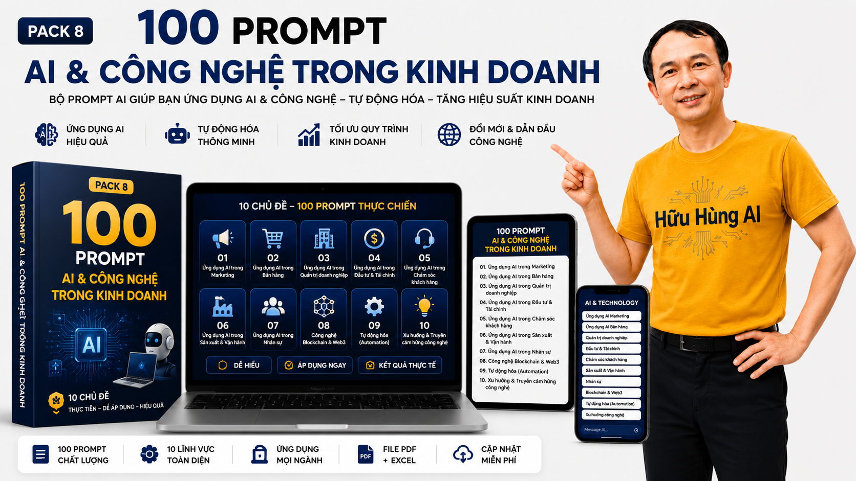Hình minh họa PACK 8: 100 PROMPT AI & CÔNG NGHỆ TRONG KINH DOANH